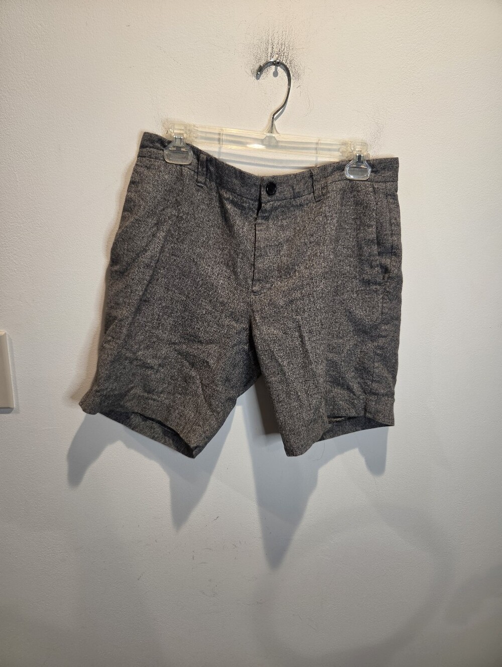 Reiss Mens Size 32 Cotton/linen Blend Grey Shorts 8in Inseam